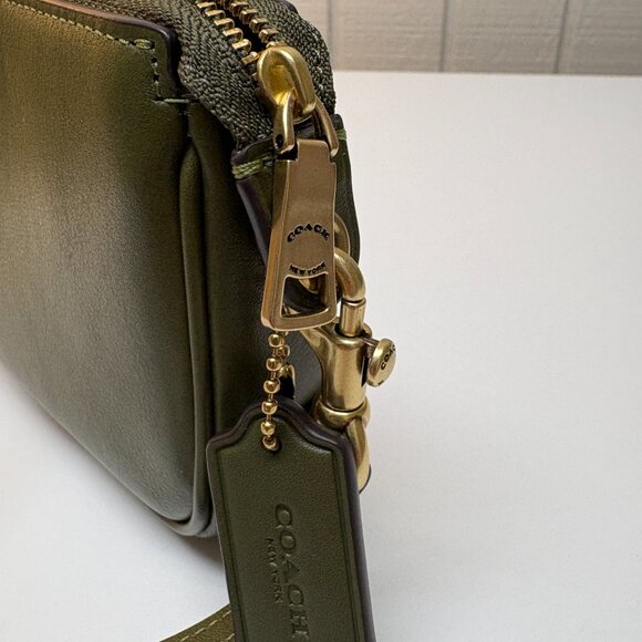 Coach Plaza Mini 18 Natural Grain Leather Shoulder Bag - Olive Green - Picture 5 of 7